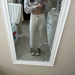 The Colette by Maeve/Anthropologie cream white wide leg linen pants. crosslisted